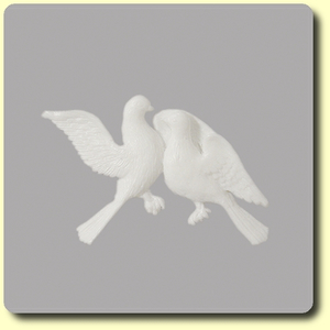 Wachsmotiv Taubenpaar weiß 45 x 65 mm