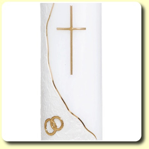 Hochzeitskerze Kreuz gold 250 x 70 mm