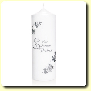 Kerze Silberne Hochzeit mit Namen & Datum 220 x 80 mm