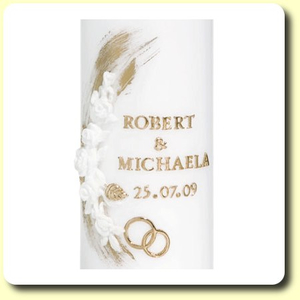 Hochzeitskerze gold mit Namen & Datum 24 0 x 80 mm